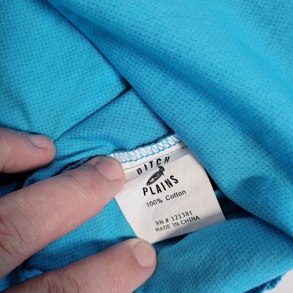 Ditch Plains Men's Blue Micro Dot Roll Tab Sleeve Pearl Snap Shirt Size Large - Picture 10 of 11